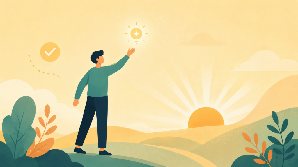 Illustration representing the Morning Spark stage of building daily momentum — a small early win before the day begins